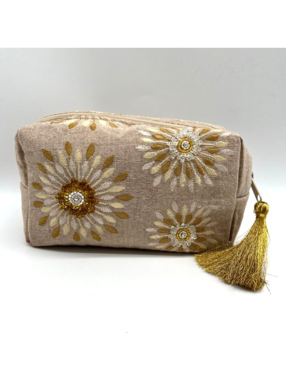 MMS Brands Brown Floral Fabric Pouch - Picture 2 of 10